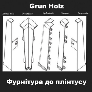 Фурнітура до пластикового плінтусу Grun Holz 70мм